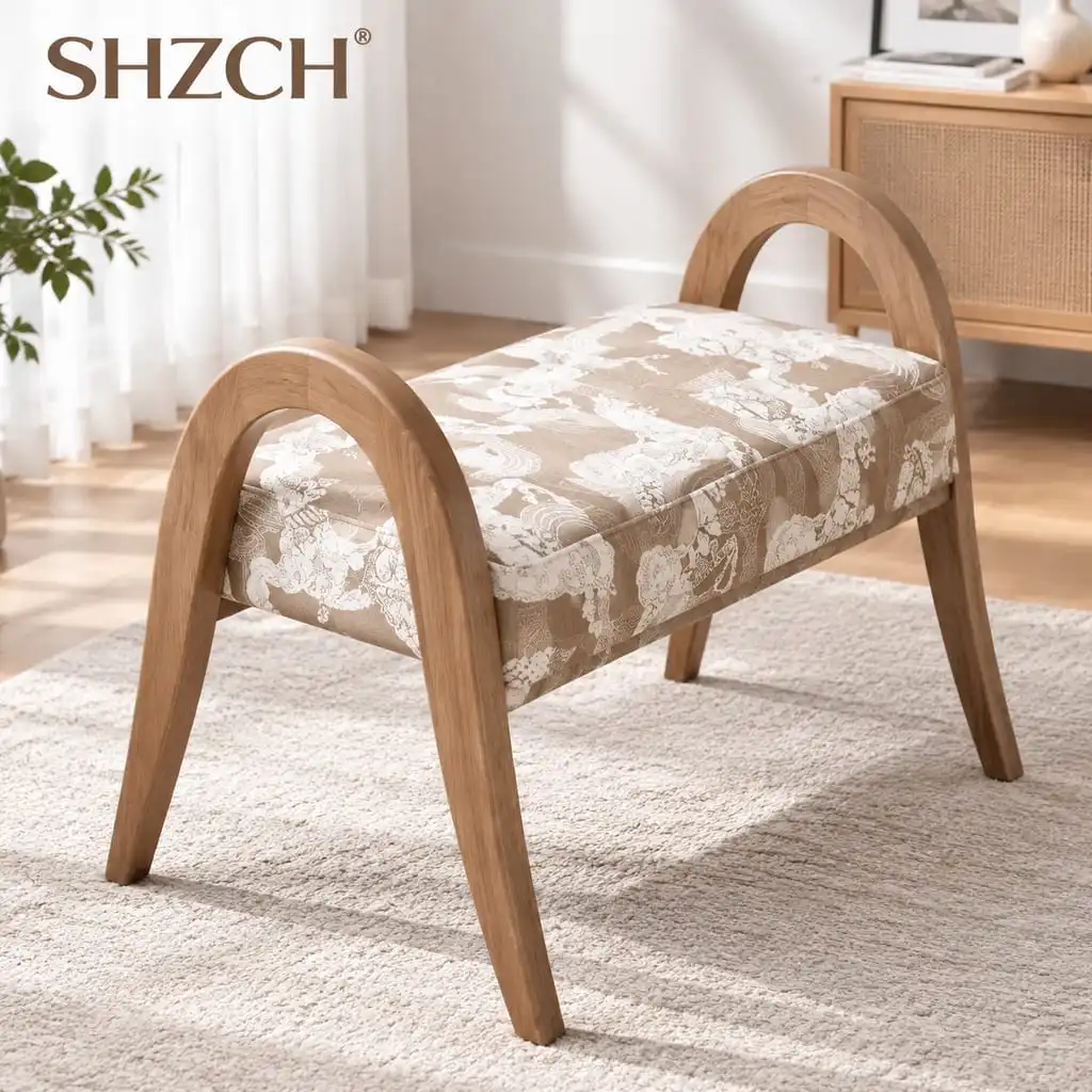 MOMO Royal Horse Embroidery Multi-use Solid Wood Shoe Changing Stool with Bed Tail plus Seat Study Foot Pedal