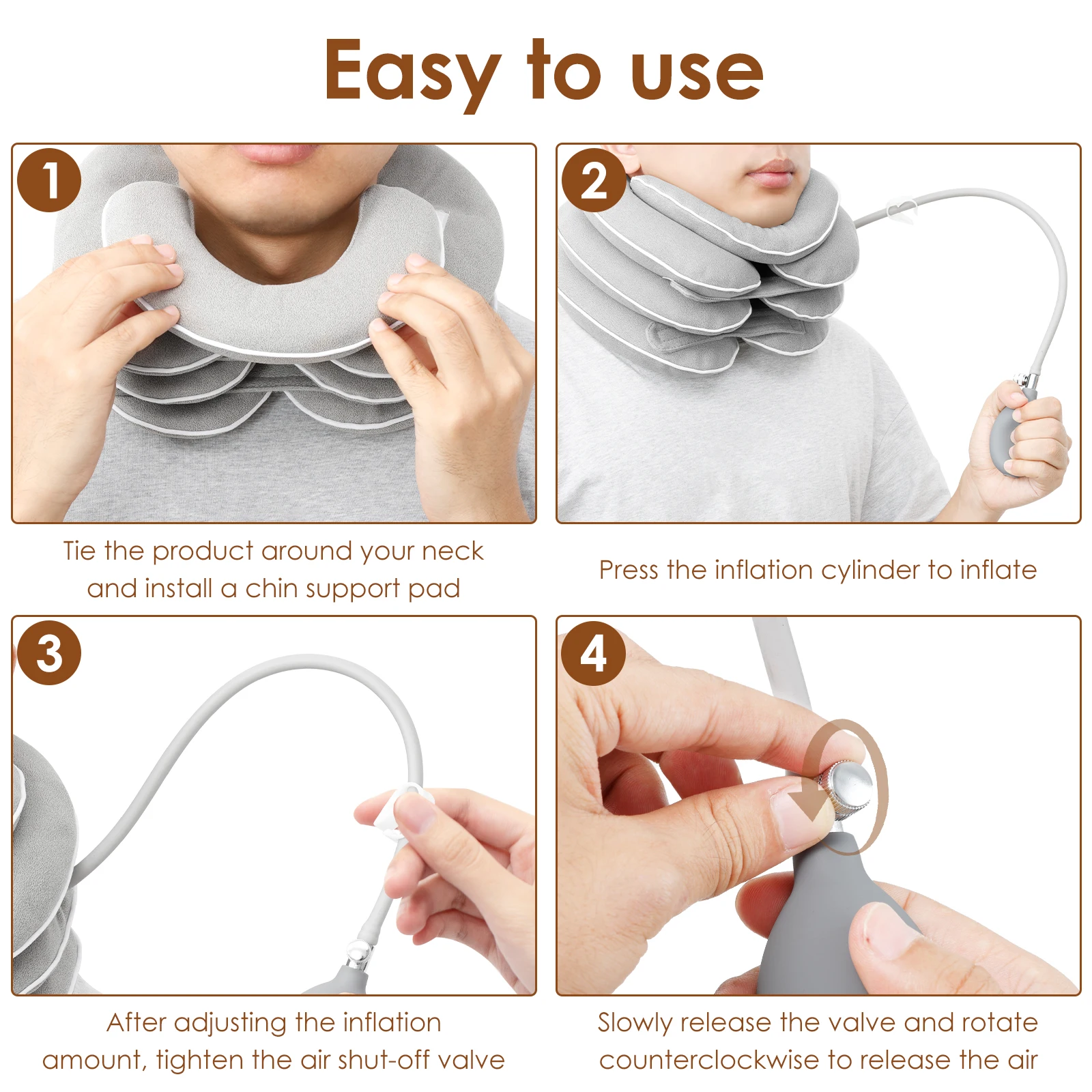 Neck Stretcher Adjustable Inflatable Neck Braces Cervical Traction Device for Neck Pain and Support Driving   Office Home Use