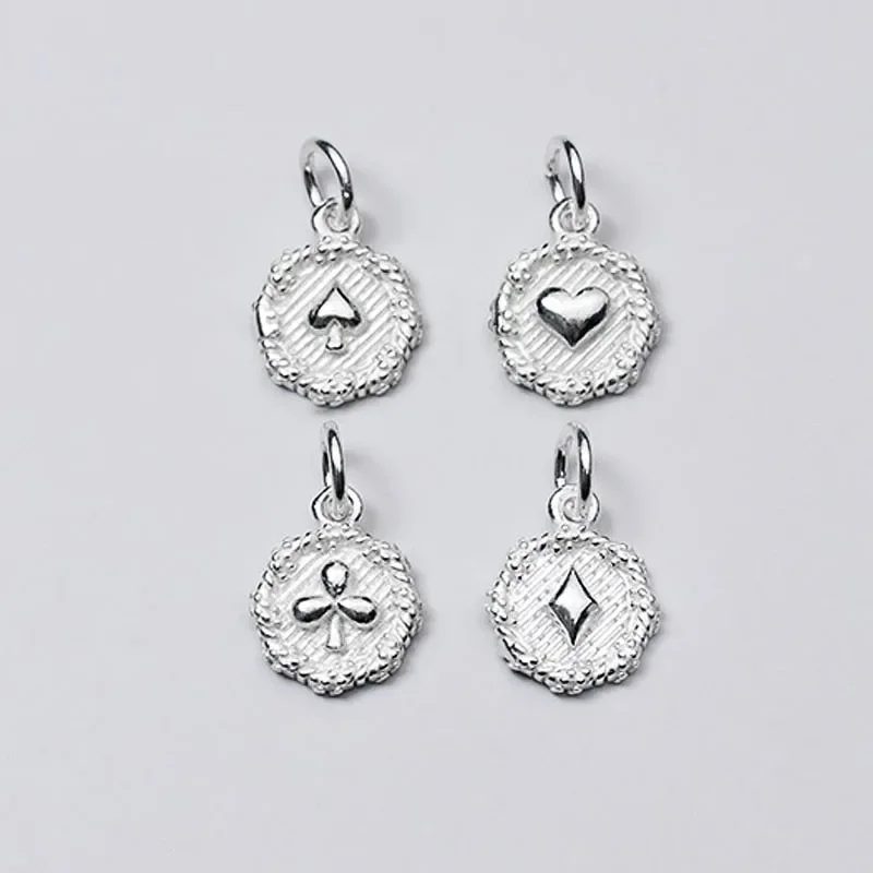 Trustdavis Real 925 Sterling Silver Fashion Sweet Playing CARDS Charm Pendant Handmade DIY Accessories Jewelry Wholesale DZ265