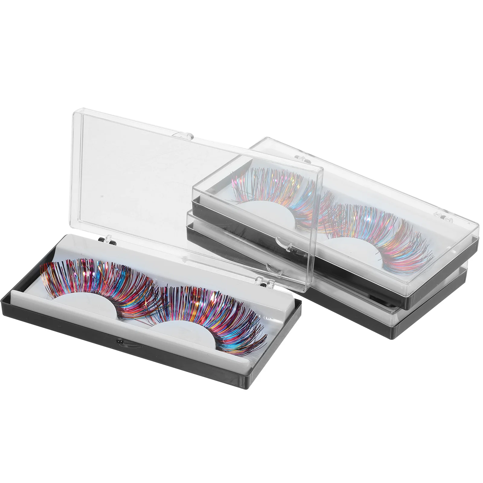 

3Pairs Fake Eyelashes Lightweight Fiber Material Comfortable Halloween Performance Colorful Halloween Eyelashes Eye Enhancer