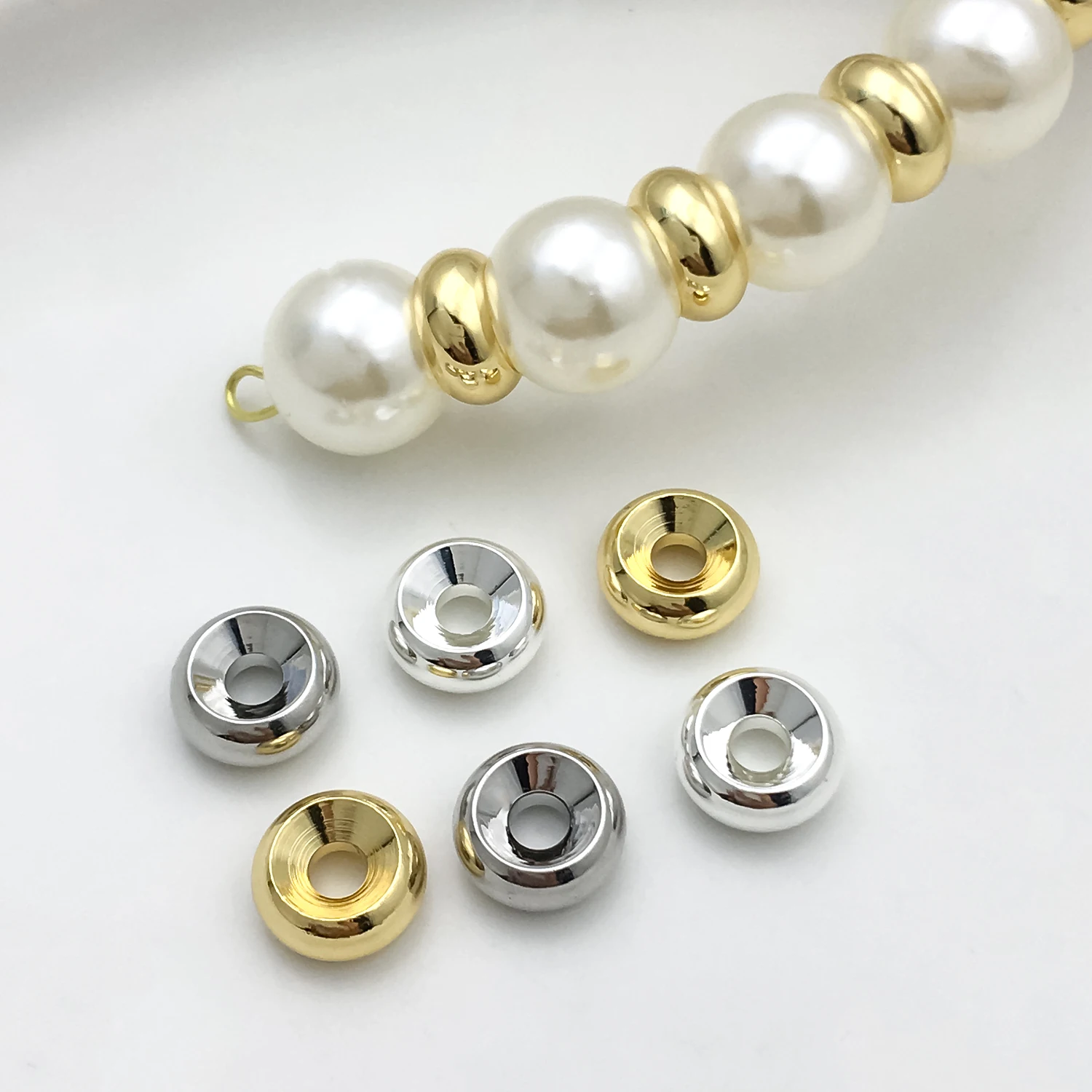 20pcs 4-8mm Hole 1.4-2.5mm Copper Plated Simple Wheel Shaped Spacer Bead Gasket For DIY Handmade Beading Accessories Supplies
