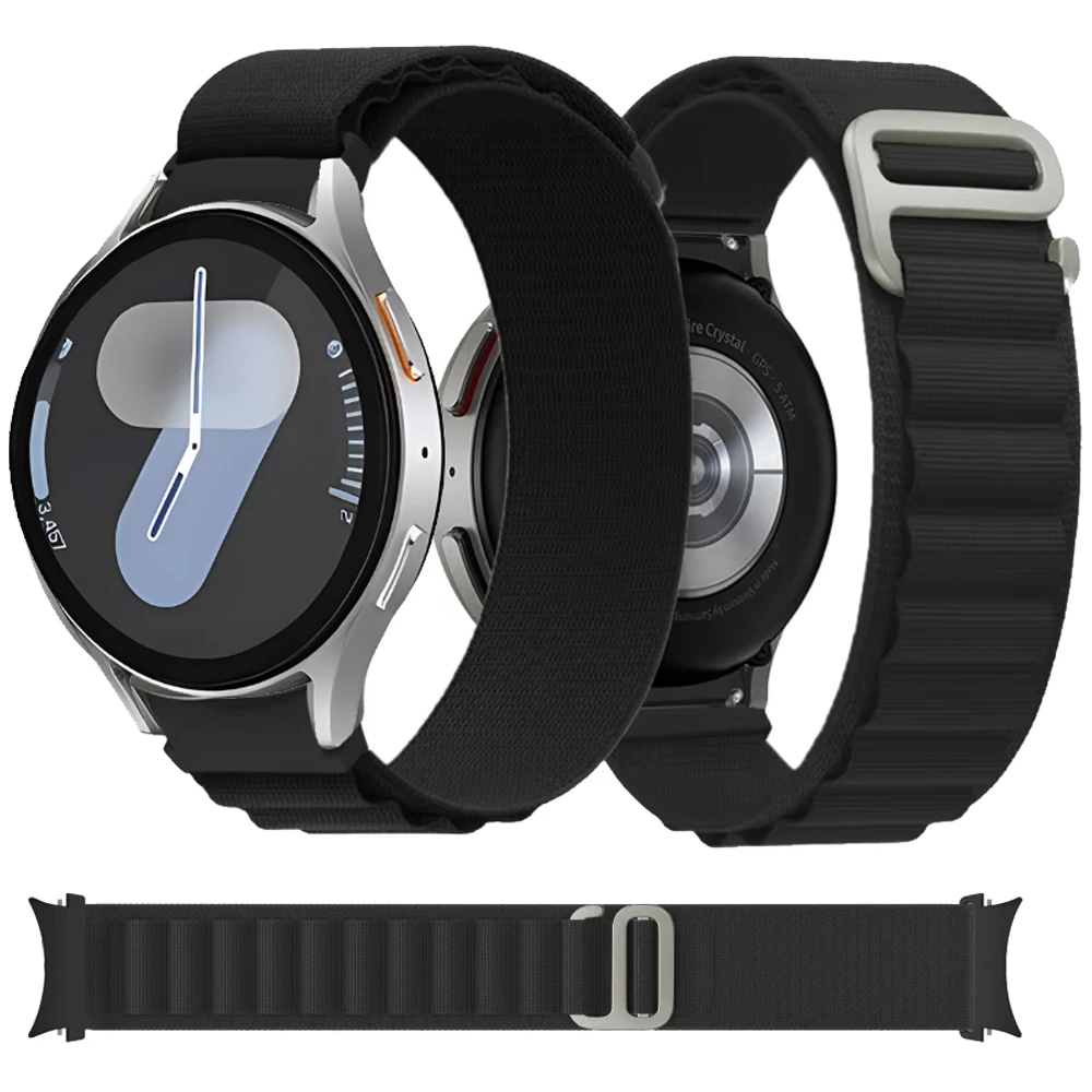 Cinturino in nylon ad anello per Samsung Galaxy Watch 7 6 5 44mm 40mm Sostituzione morbida e traspirante per Watch 6 4 Classic 47mm 43mm 46mm 42mm