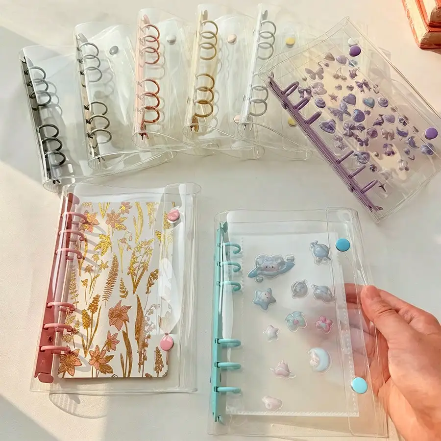 New A6 Transparent Multi-Color Binder, Transparent File Folder with Double Snap Design, Can Store Beautiful Photo Albums
