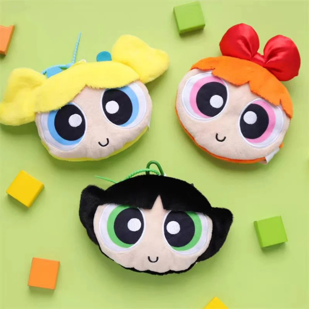 Genuine The Powerpuff Girls Plush Coin Purse Keychain Kawaii Portable Charging Cables Earbuds Lipstick Storage Bag Girls Gifts