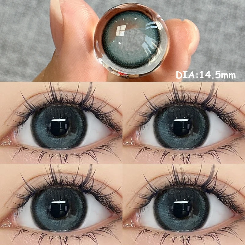 YIMEIXI 2-Piece Hot Selling Korea Color Contact Lenses blue Beautiful Pupil Soft Lenses Diopters Myopia Degree 0 to-8.00