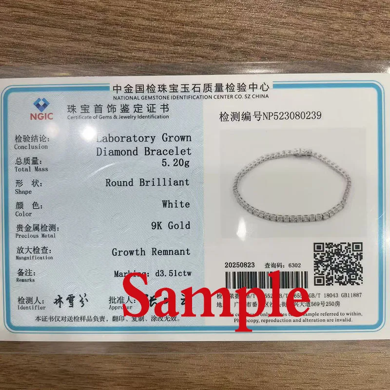 Lab Grown Diamond CVD HPHT tennis bracelet 3mm 14K white gold 18cm