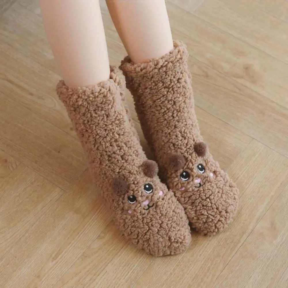 

Soft Embroidery Thick Thermal Socks Plush Cartoon Sleeping Socks Winter Thicken Warm Fleece Sock Women Winter