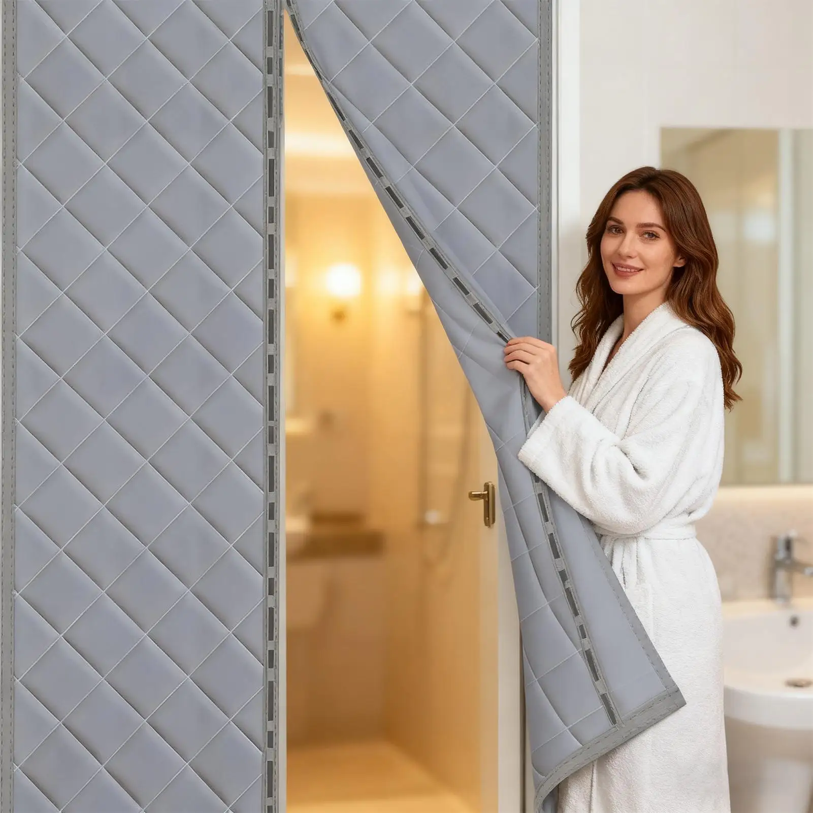 

Thermal Door Curtains Self-Closing Windproof Cold Draft Blocker Insulated Door Curtains For Home Room Apartment Patio Porch