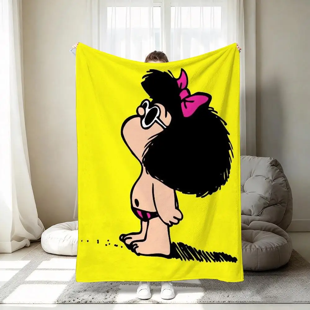 Cartoon M-Mafalda Throw 320g Throw 1pc Flannel Blanket Soft Lightweight Warm Cozy For Bedroom Sofa Bed