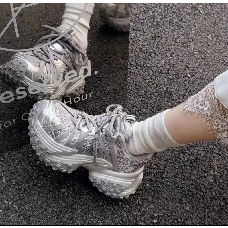 

7cm High Platform Sneakers for Women Fashion Design Casual Shoes for Women Retro Mesh Breathable Cozy Tennis Shoes Zapatos Mujer