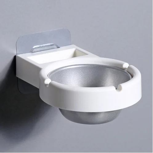 Household Wall-Mounted Ashtray Toilet Type Metal Plastic Ashtray Toilet Multi-Functional Adhesive Portable Ashtray Houseware