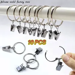 Silicone World 10PCS Curtain Ring Clips Metal Clip Opening Ring Rustproof Hanging Ring Hook Rings Buckles Curtain Accessories