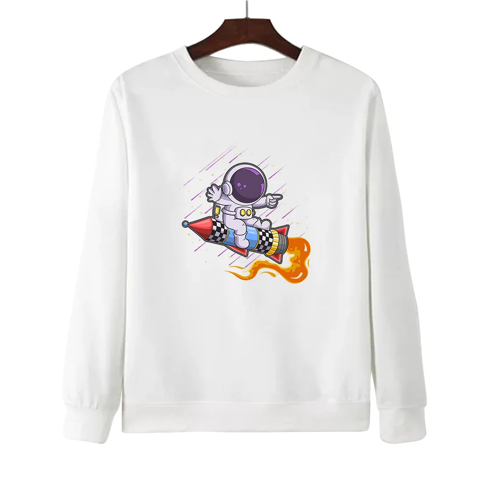 

CLOOCL Fashion Sweatshirt Cartoon Astronauts Rocket Chest Printed Tops Sportshirts Male Female Casual Shirts Harajuku Streetwear