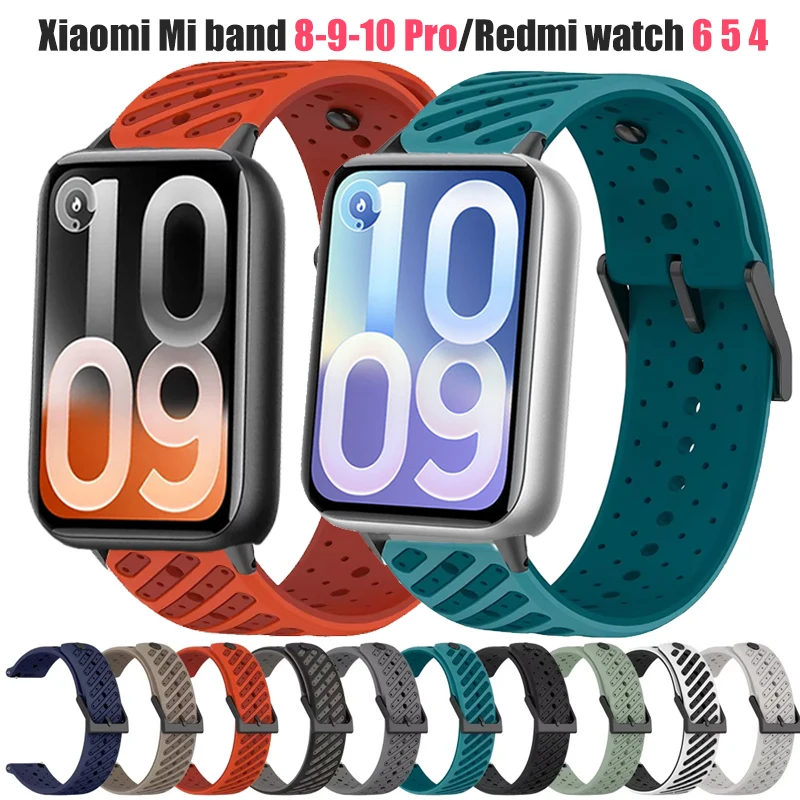 Silikon-Sportarmband für Xiaomi Miband 10 Pro 9Pro/8Pro Buntes Armband für Redmi Watch 6 5 4 Smartwatch-Band Correa