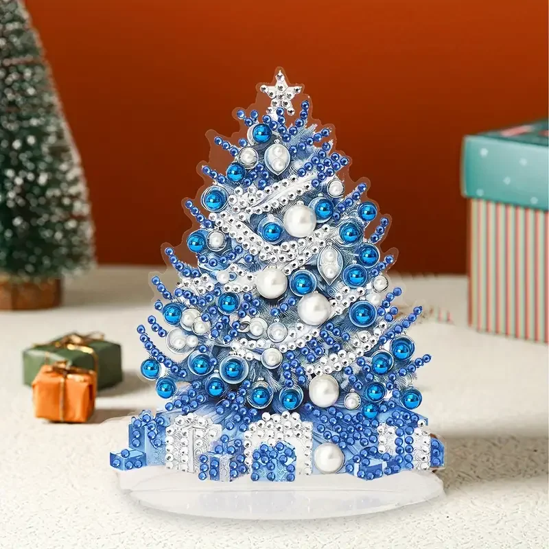 5D DIY Diamant-Malerei-Set - Handgefertigte Acryl-Runddiamant-Weihnachtsbaum-Dekoration - Blumen-Thema Tischdekoration