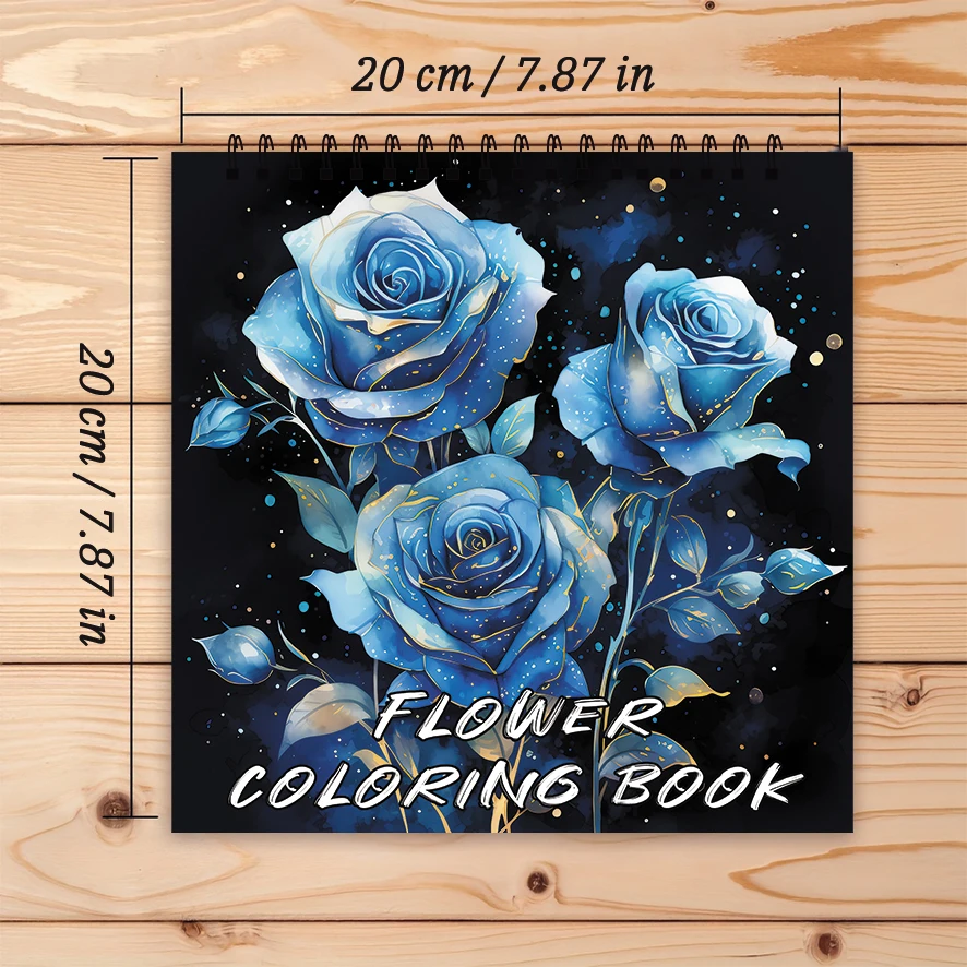 Coloring Book - 7.87x 7.87 inches 32 pages blooming flowers coloring book - perfect gift for family or friends