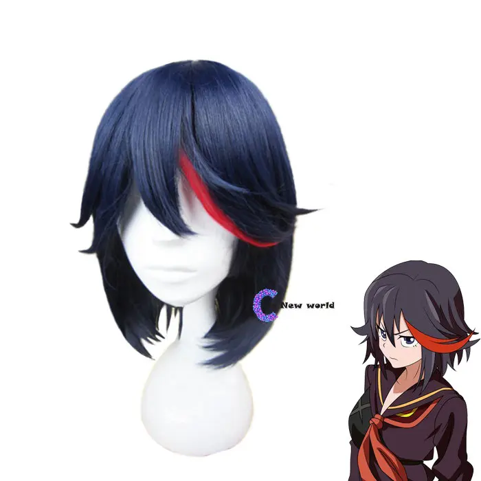 

Matoi Ryuko Cosplay Wig for Women Short Blue With Red Anime KILL la KILL Heat Resistant Hair + Wig Cap Halloween Carnival Props