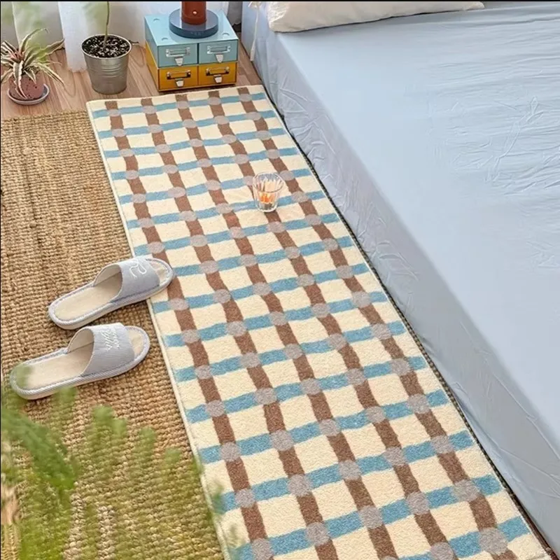 VIKAMA Bed Rug Ins Wind Rug Lattice Simple Room Bedroom Long Bed Mat Imitation Water Bay Window Balcony Mat Home Decoration