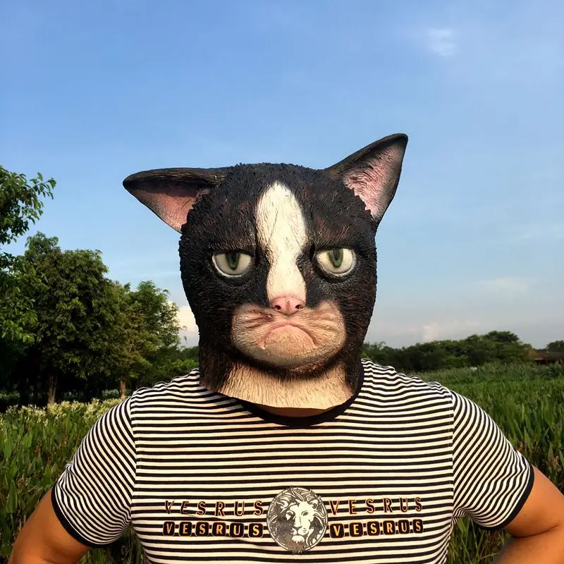 

Halloween latex not-so-gooey Garfield cat mask headgear for costume animal headgear dance party mask performance props