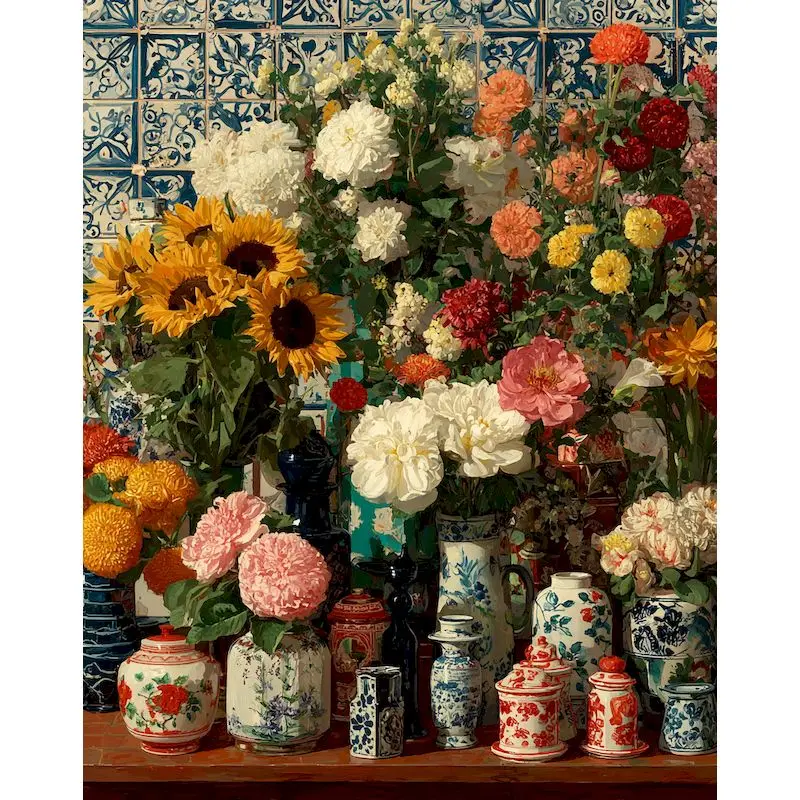 

GATYZTORY Frame Painting By Numbers Unique Gift For Adult Retro Flower Coloring By Numbers Wall Decors Canvas Painting