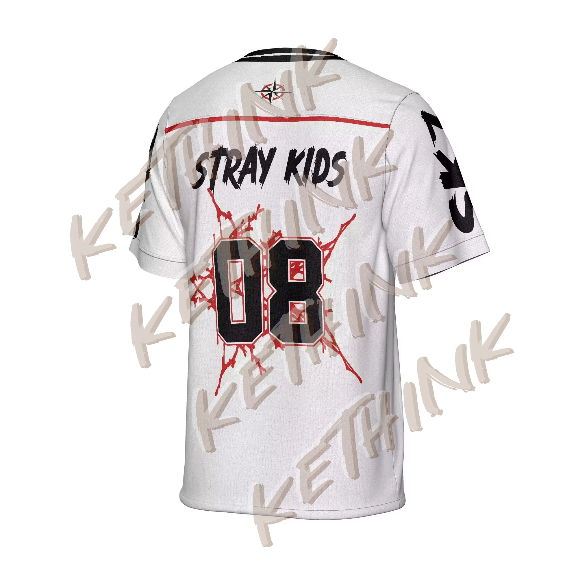 

2025 New Men's Women's V-Neck Short Sleeved T-Shirt Stray Children's Sports Shirt Street Y2k Hip-Hop Casual Quick Drying Jersey