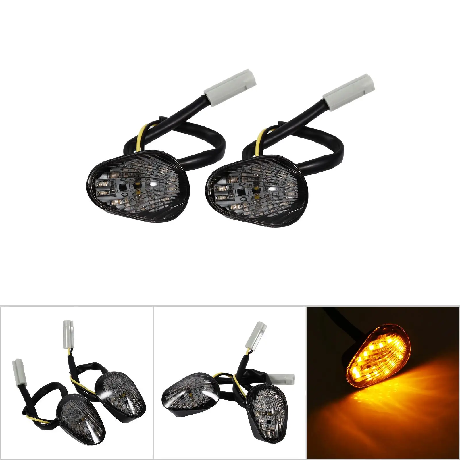 1 Pair Amber LED Turn Signal Light Indicator Lamp Flush Mount For Yamaha YZF R1 R6 R6S Smoke