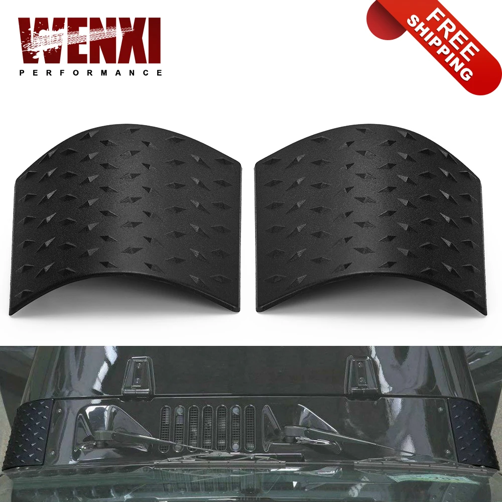 2 PCS Black ABS Car Cowl Body Armor Outer Engine Hood Cowling Cover for Jeep Wrangler JK Rubicon Sahara Auto Styling Accessories