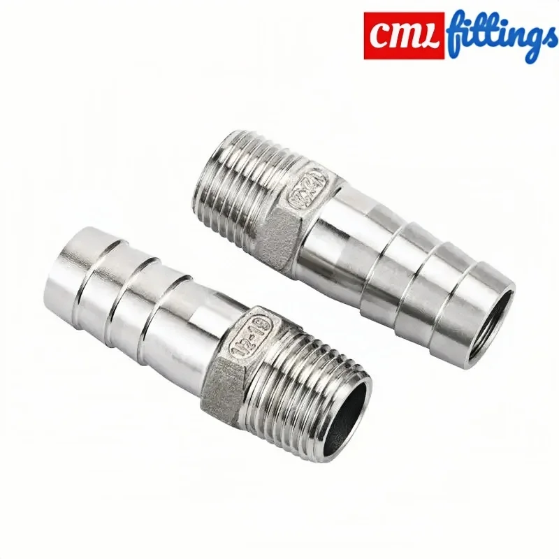 6 8 10 12 13 15 16 18 19 20 مللي متر 1/8 "1/4" 3/8 "1/2" 304 الفولاذ المقاوم للصدأ BSPT ذكر الموضوع بارب خرطوم معبد مشترك اقتران موصل