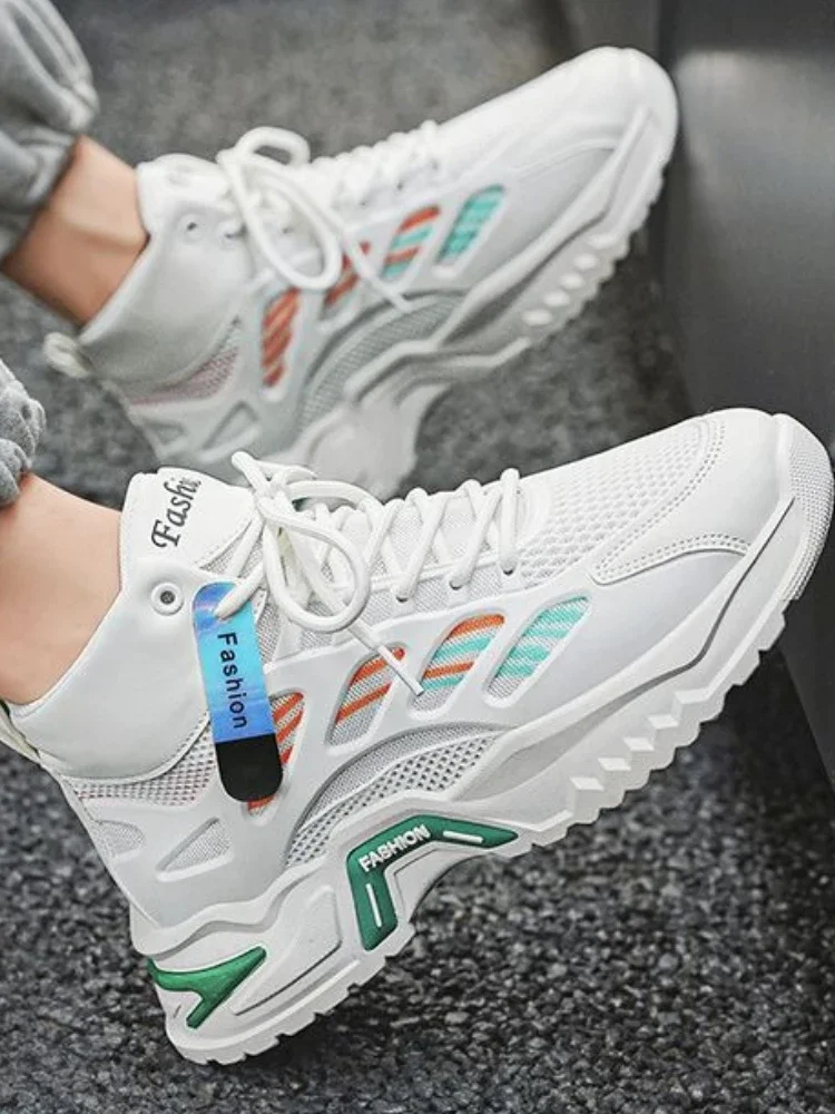 

Дышащая мужская спортивная обувь с высоким берцем и мягкой стелькой, баскетбольные тенденции, 2025 г., мужские повседневные кроссовки, удобные широкие кроссовки унисекс