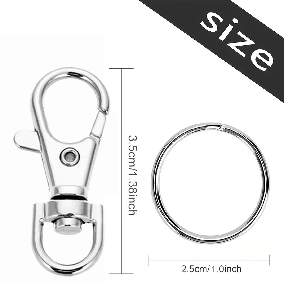 30 Rotating Lobster Clasp with Keychain 15 Keychain 15 Keychain Decoration DIY Crafts 35mm / 1.38in