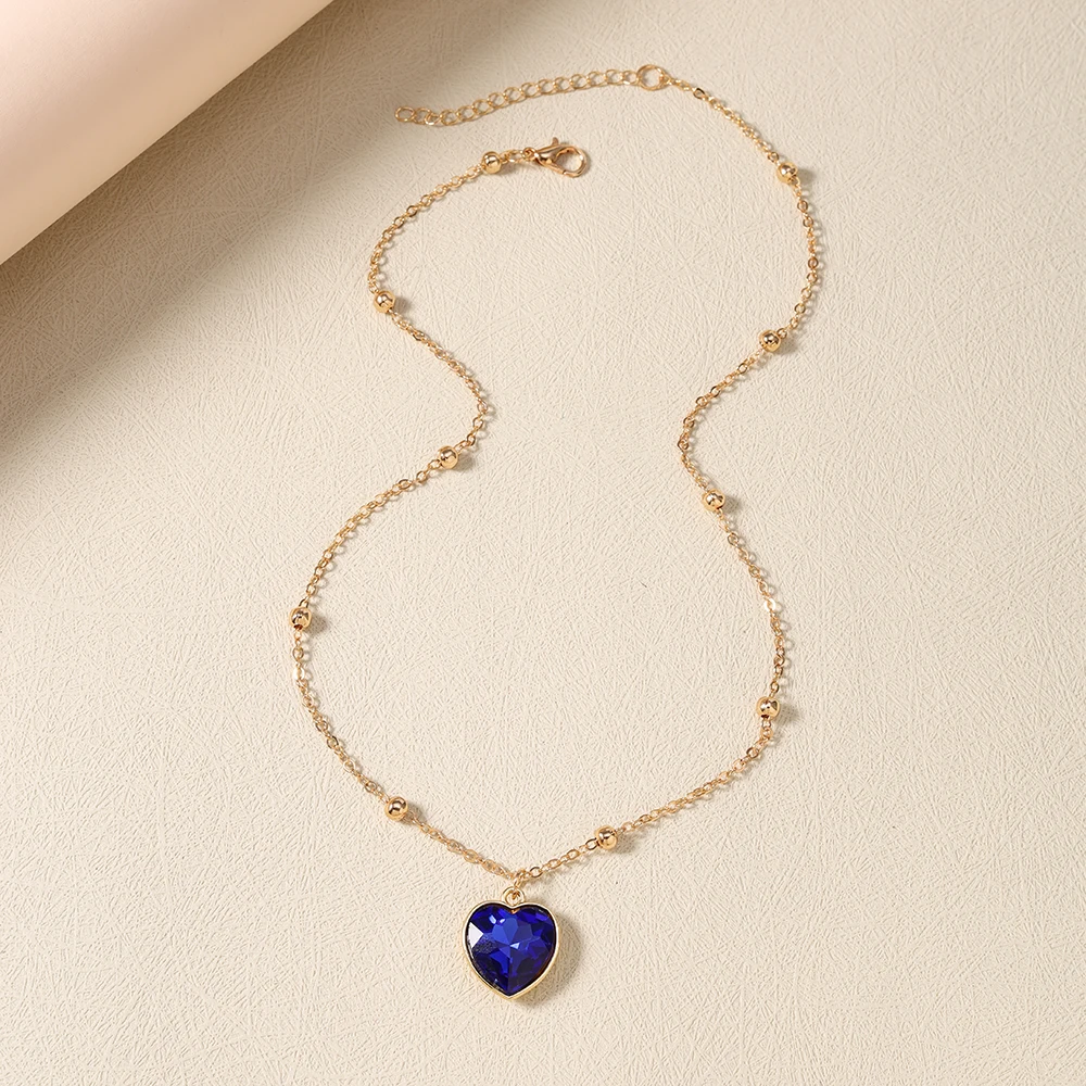 Aihua Koreanische Mode Bunte Kristall-Herz-Halskette Goldfarbene Kette Halskette für Frauen Hochzeit Ästhetischer Schmuck Geschenke – Detail 5