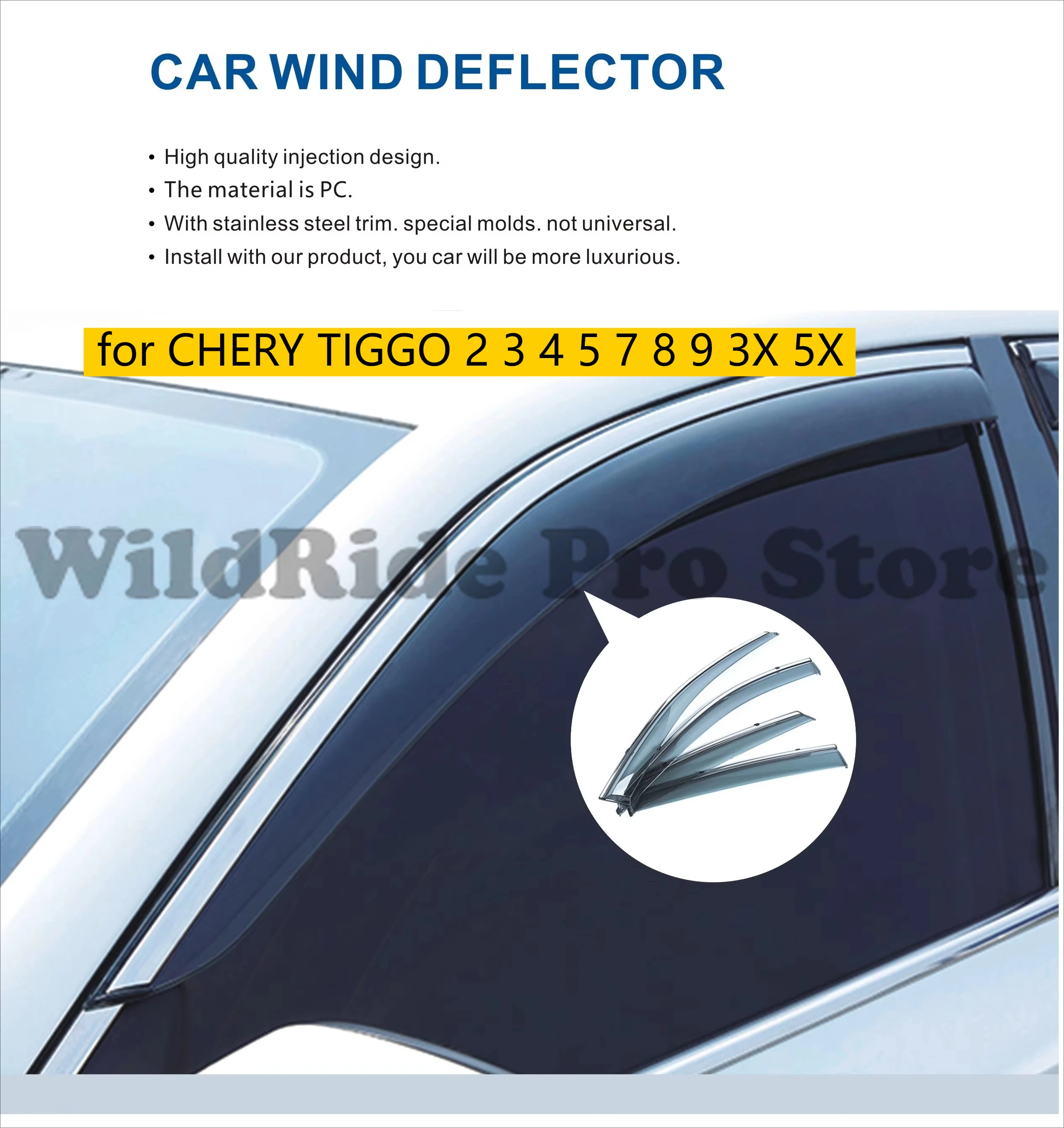 

Car Accessories Window Visor for CHERY TIGGO 2 3 4 5 7 8 9 3X 5X Weather Rain Guards Injection Vent Visor