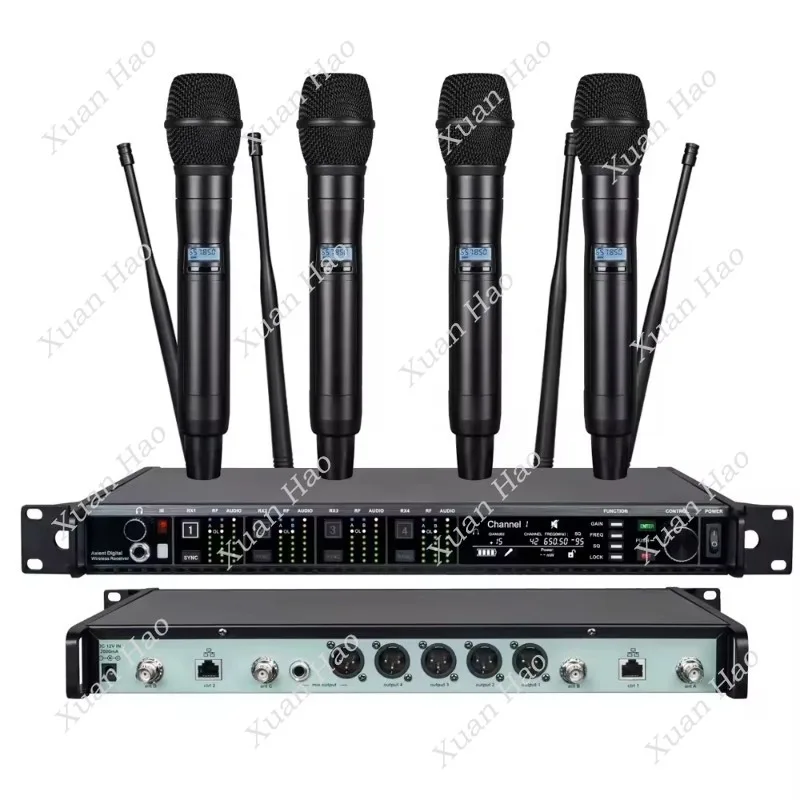 AD4D/KSM9 Digital Karaoke 4-Channel Handheld AD4Q Professional Wireless Microphone System for Church