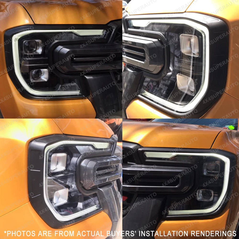 Cubierta protectora de faros delanteros LED para FORD RANGER 2022 2023 T9 Next Gen WILDTRAK SPORT XLT XL XLS