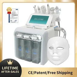 H2O2 Water Oxygen Dermabrasion 7 In1 Led Mask Ultrasonic RF Bio-lifting Spa Facial Professional Aqua Peeling  Deep Facial Pore