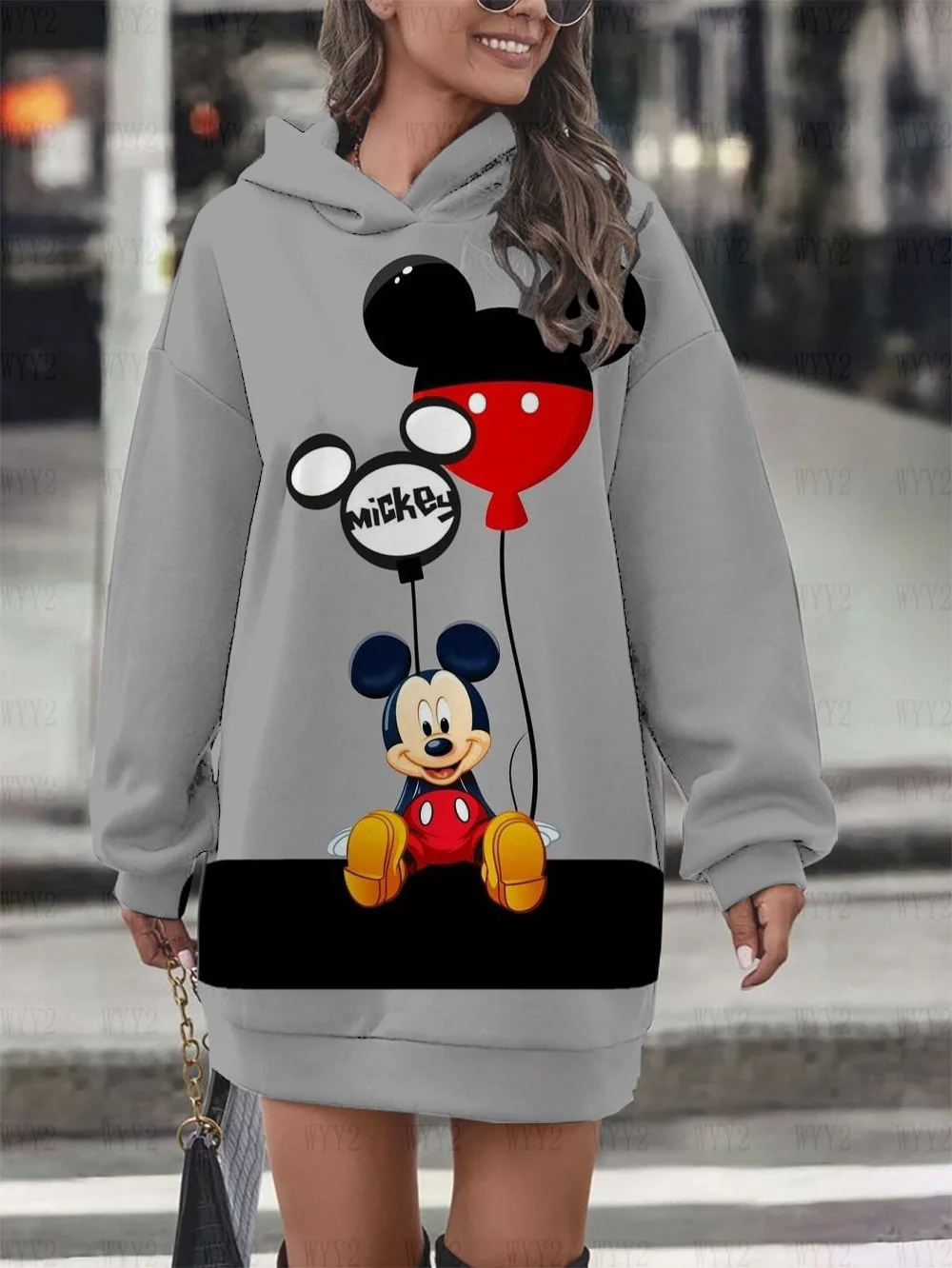 

Mickey women's dress 2024 Disney Women's Mini Hooded Dress Hoodie Kawaii Fashion Luxury Party Sweater Dress