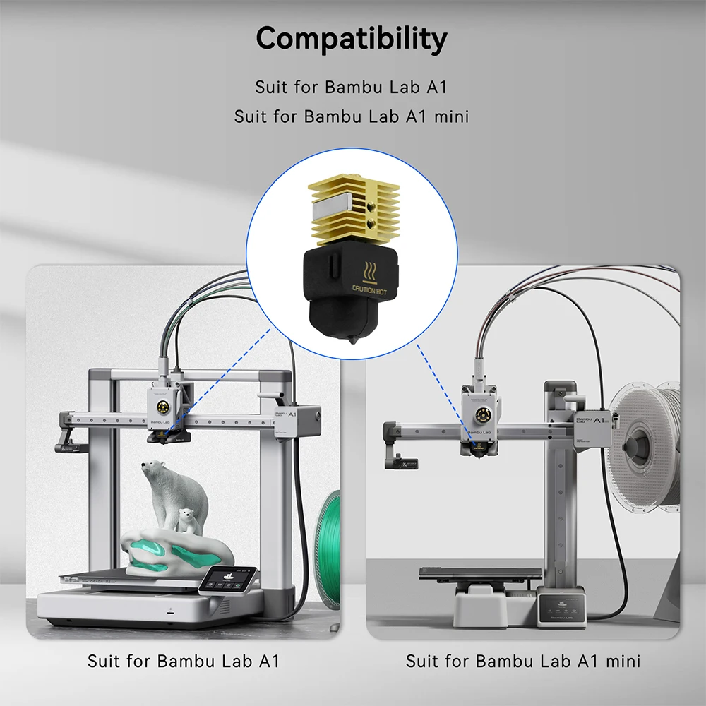 

Для Bambu Lab A1/A1 Mini обновленный комплект Hotend 0,4 мм, высокая термостойкость для Bambu Lab A1, часть 3D-принтера