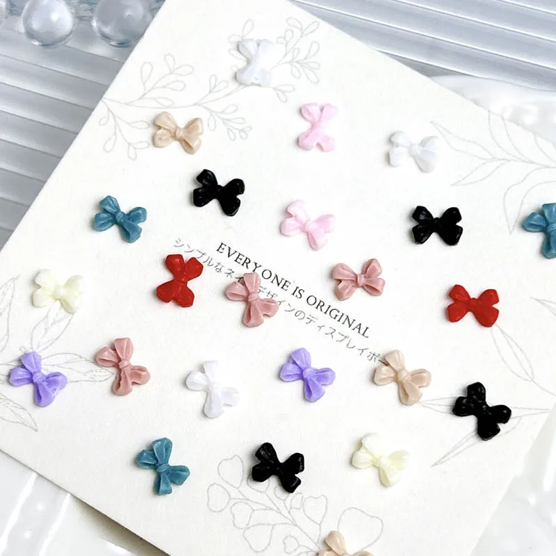 100 unidades de Mini lazo para uñas, dijes de resina, joyería 3D, lazo de colores mezclados, accesorios de decoración de uñas japoneses, suministros, piezas bonitas para decoración de uñas DIY