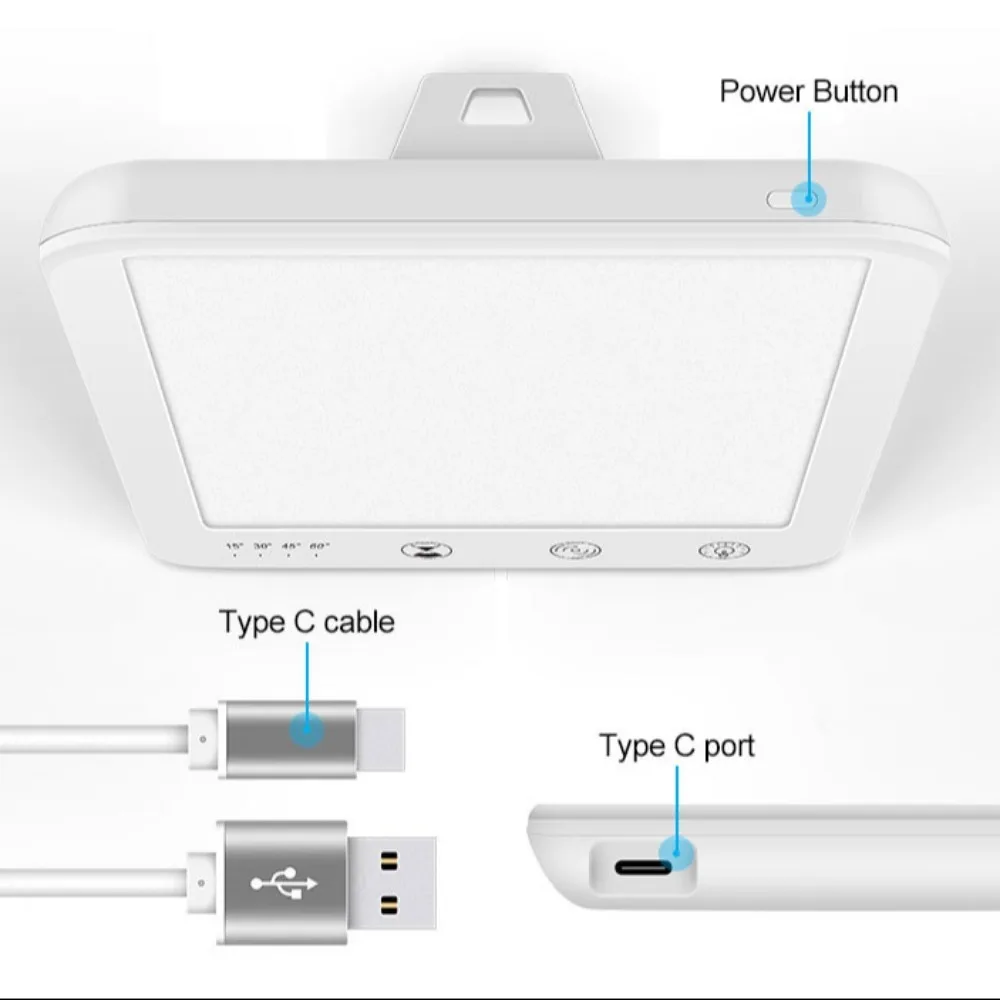 หลอดไฟ LED แสงเดย์ไลท์ 10000 ลักซ์ รุ่นใหม่ ปรับความสว่างได้ 5 ระดับ จำลองแสงธรรมชาติ หลอดไฟบำบัดโรคซึมเศร้า ควบคุมด้วยระบบสัมผัส