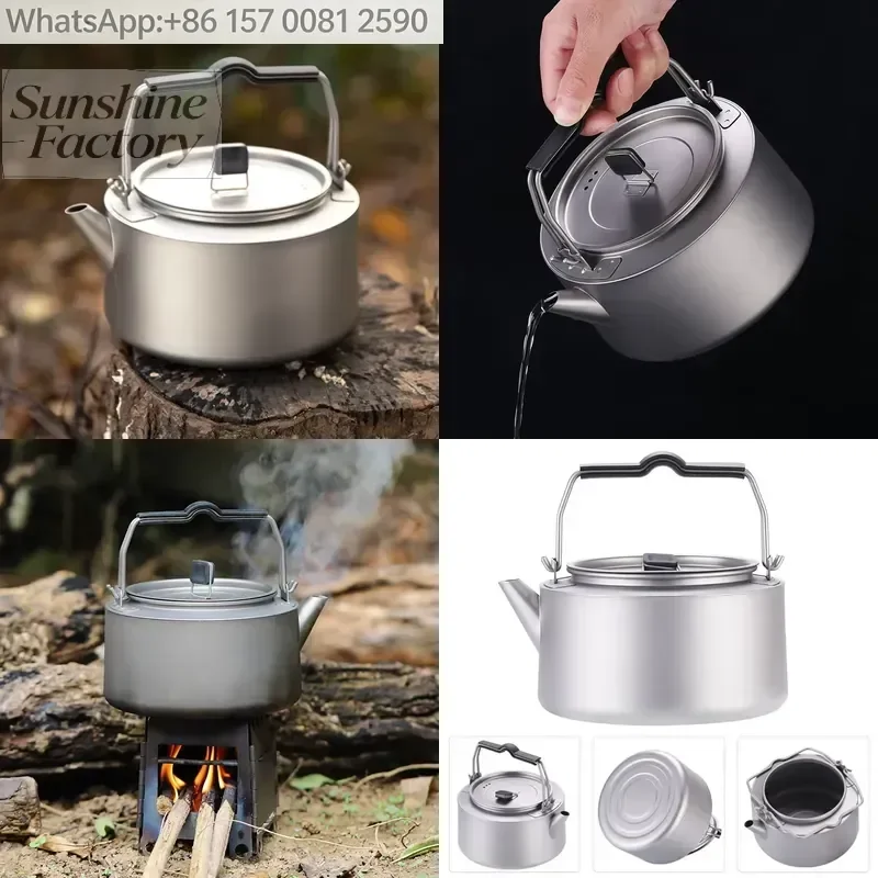 Outdoor Pure Titanium Eco-Friendly Ultralight Kettle Travel Cookout Portable Cooking Teapot Camping Picnic