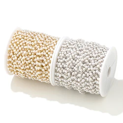 2 Meters Stainless Steel Gold Plated White Pearl Chains for DIY Jewelry Making Necklaces Bracelets Anklets Accessories Wholesale