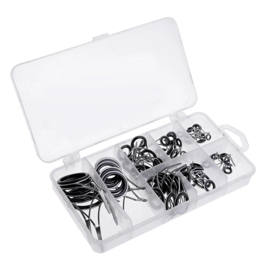 70 Piece Fishing Rod Guides Rod Repair Kit Building DIY Rod Tip Dark Rings image 4