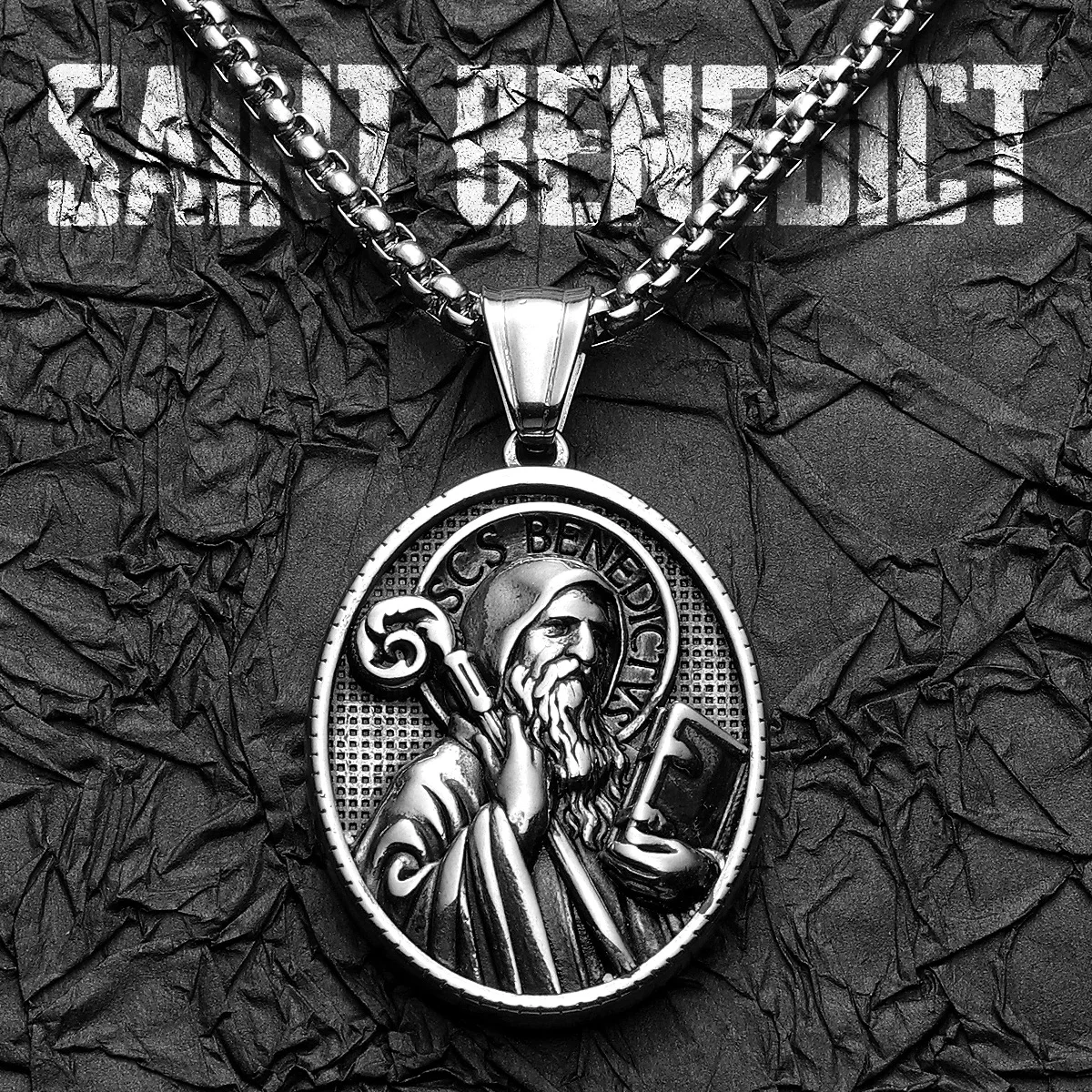 St.Benedict Exorcism Powerful Amulet Stainless Steel Men Necklaces Pendant Chain Vintage Cool For Women Jewelry Gifts Wholesale