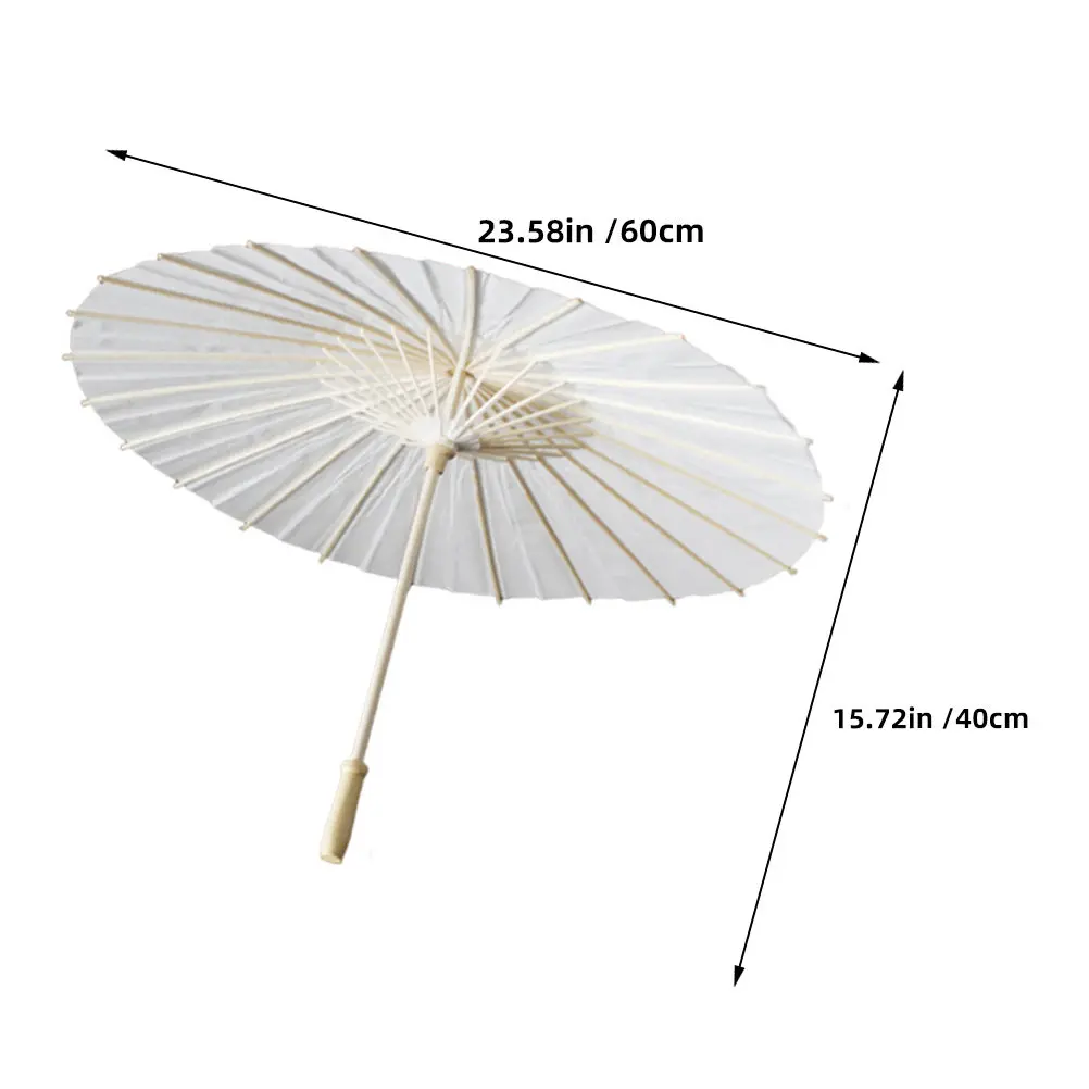 White Paper Parasol Umbrella Wedding Decoration Outdoor Event Shade Prop Elegant Vintage Style Chinese Japanese Inspired view 2