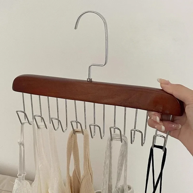 Wooden Hangers for Home Student Dormitory Clothes Organizer Drying Rack for Underwear Camisoles Vests and Bags