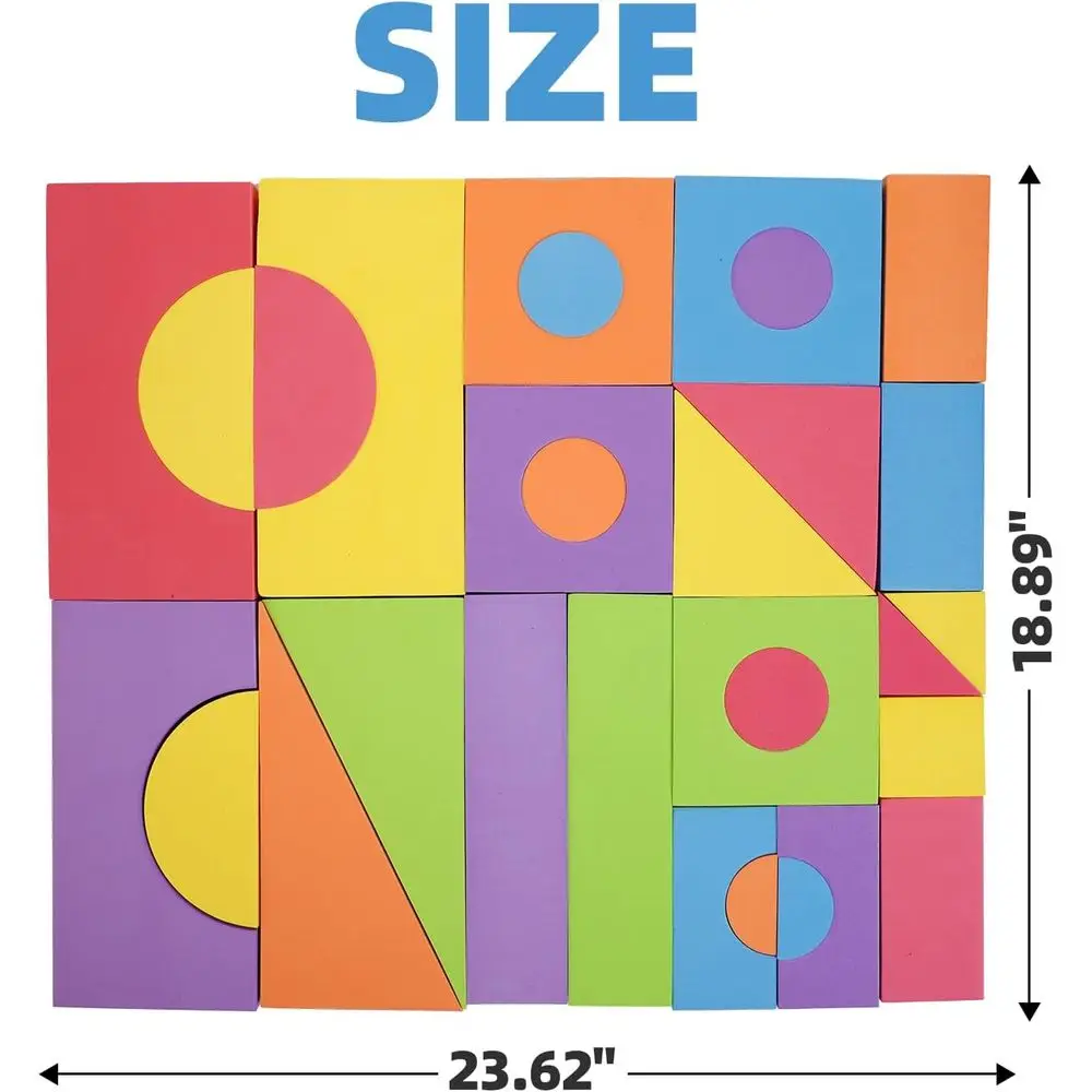 Blocchi da costruzione in schiuma EVA per bambini, non tossici, lavabili, set di giocattoli educativi da 60 pezzi per ragazzi e ragazze (blu)