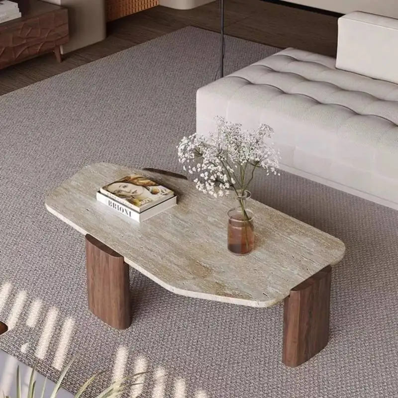 طاولة القهوة الخشبية الصلبة خمر غير النظامية البيج الحد الأدنى مركز طاولة القهوة الحديثة الفاخرة Meuble صالون أثاث غرفة المعيشة