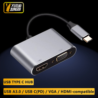 4K USB Type C to VGA 1080P USB C 3.0  PD HDMI-compatible Cable Docking Station Adapter Converter  Dock Hub 4 in 1 HD USB C