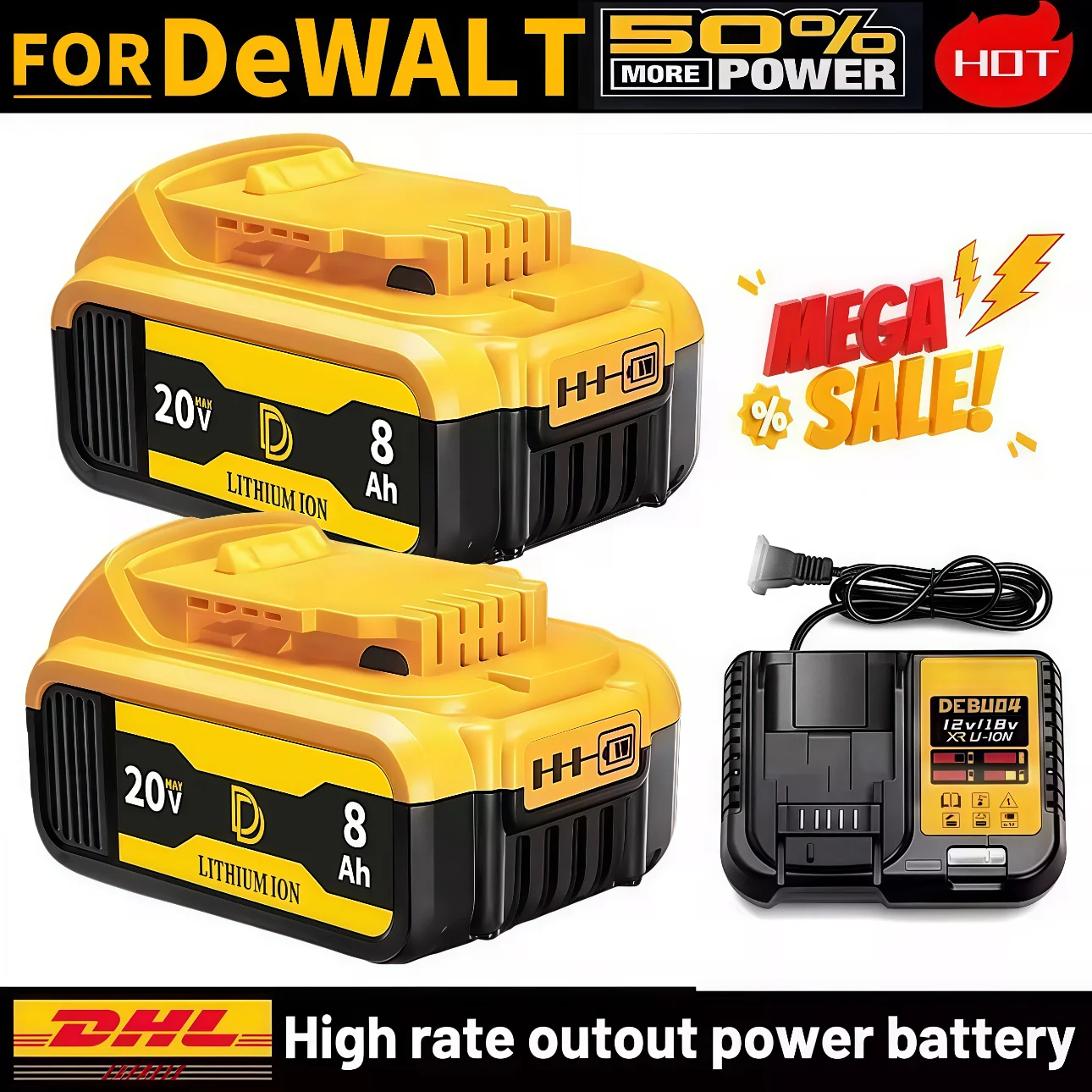 for DEWALT 20V 6000&8000mAh lithium ion battery, dewalt power tool DCB606, DCB205，DCB206，DCBGene，DCB200 MAX，20V dewalt batteries