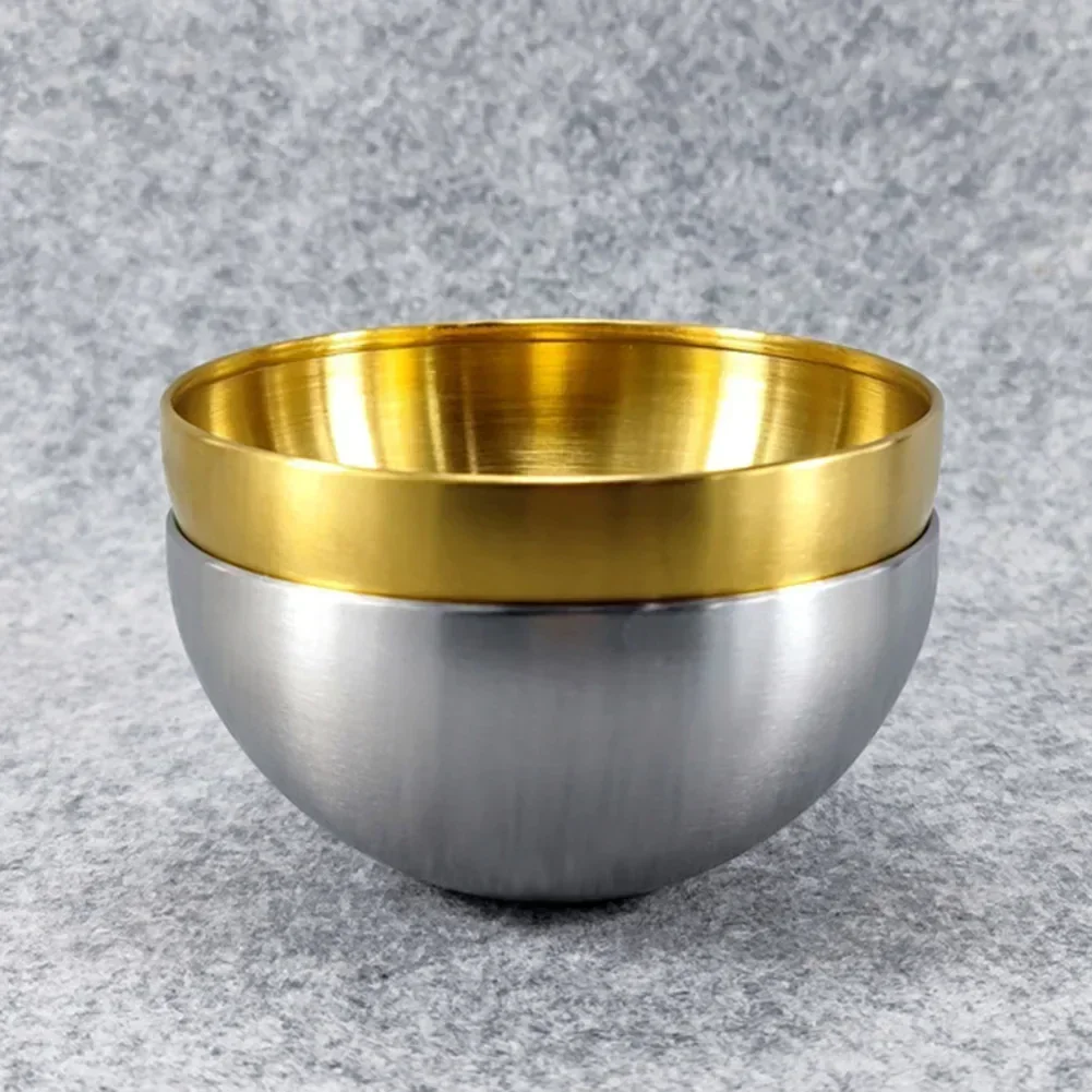 Gold/Silver Stainless Steel Fruit Salad Bowl Soup/Rice/Noodle/Ramen Bowls Kitchen Tableware Utensils Food Container Mixing Bowls